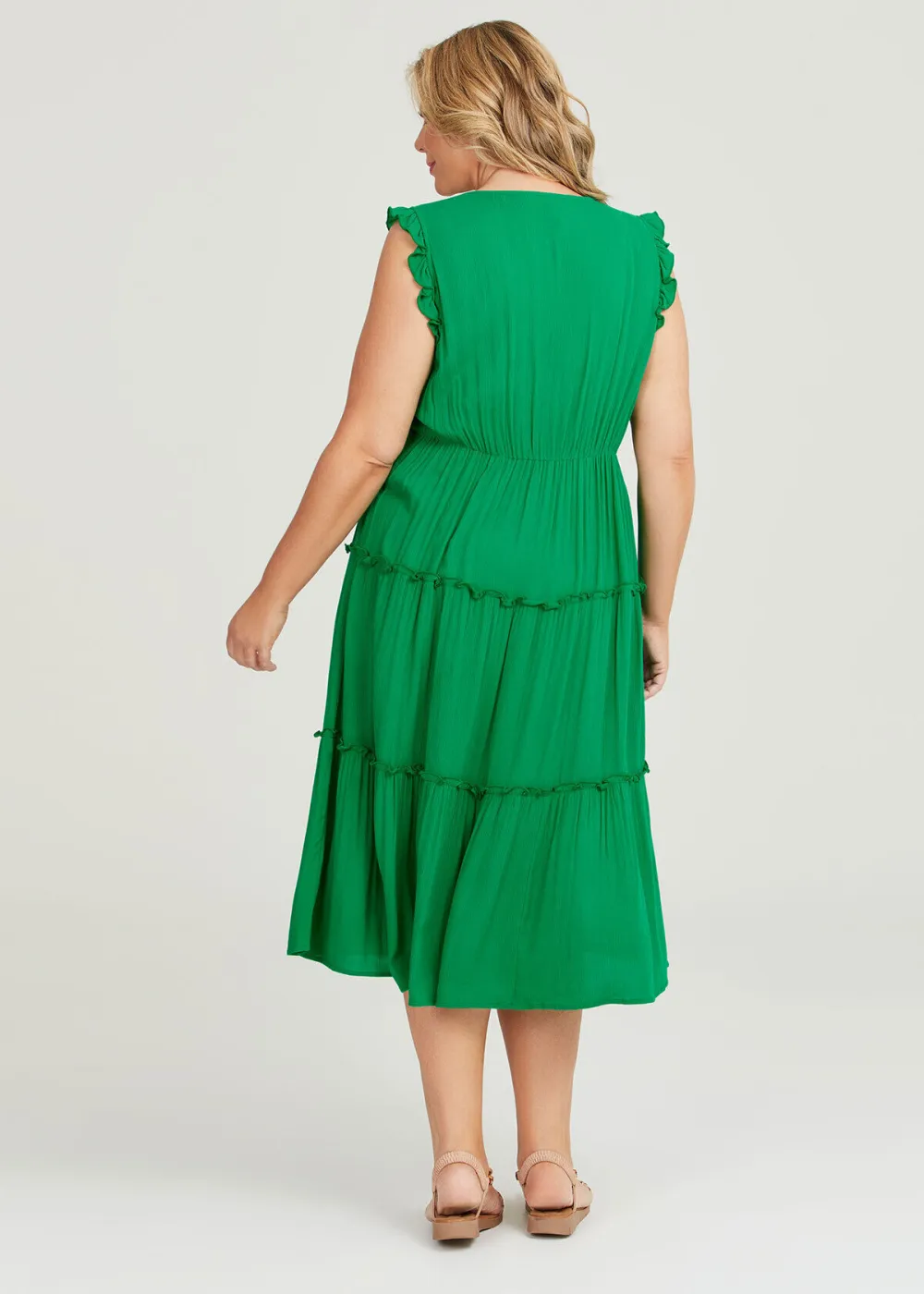 Natural Crinkle Tiered Dress