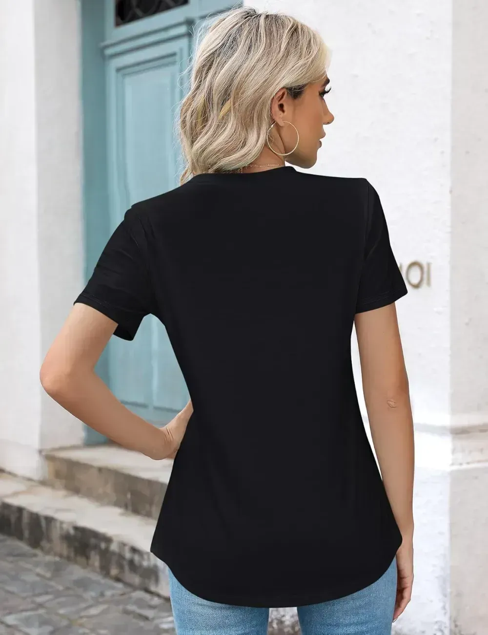 Kistore Womens Casual Crew Neck Short Sleeve Pleated Tops Blouses Fashion Clothes 2024