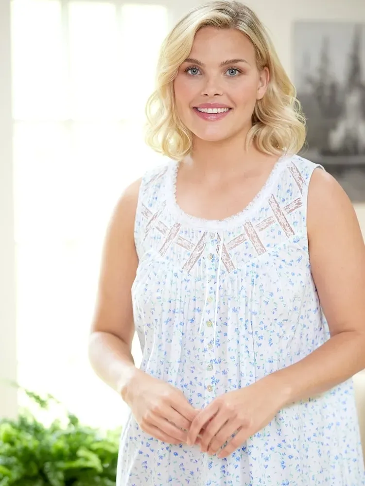 Eileen West Moonlight Sonata Short Cotton Lawn Nightgown