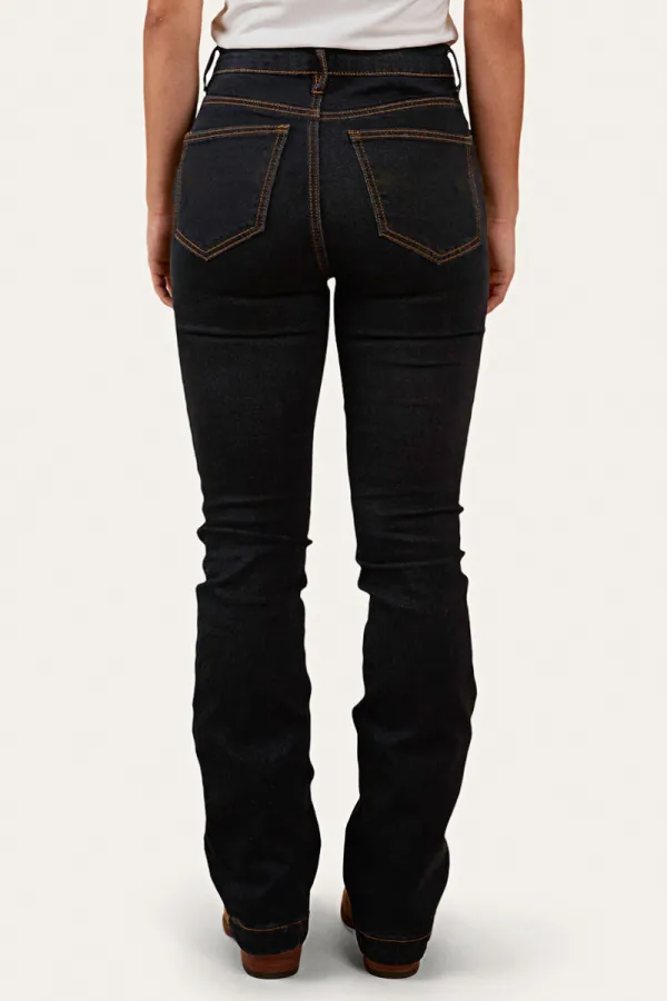 Double Button Stitch Detail High Waist Bootcut Jeans