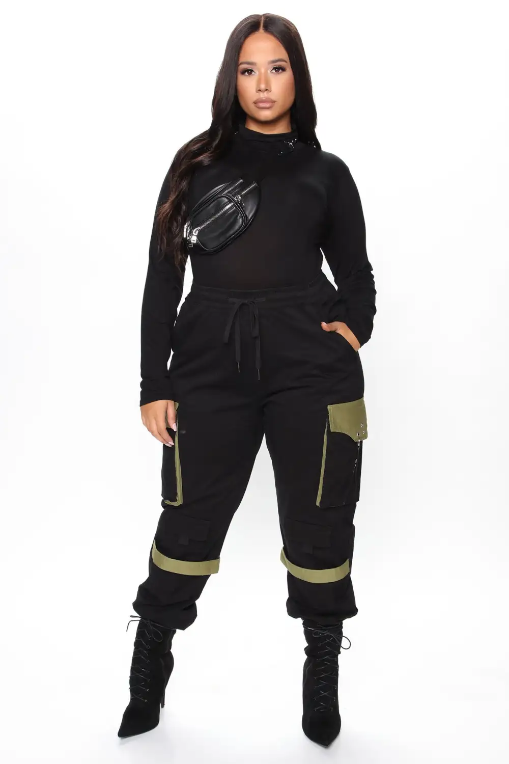 Pamela Turtle Neck Long Sleeve Bodysuit - Black