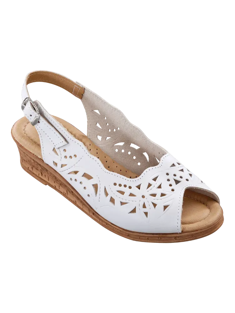 Women's Leather Cutwork Slingbacks