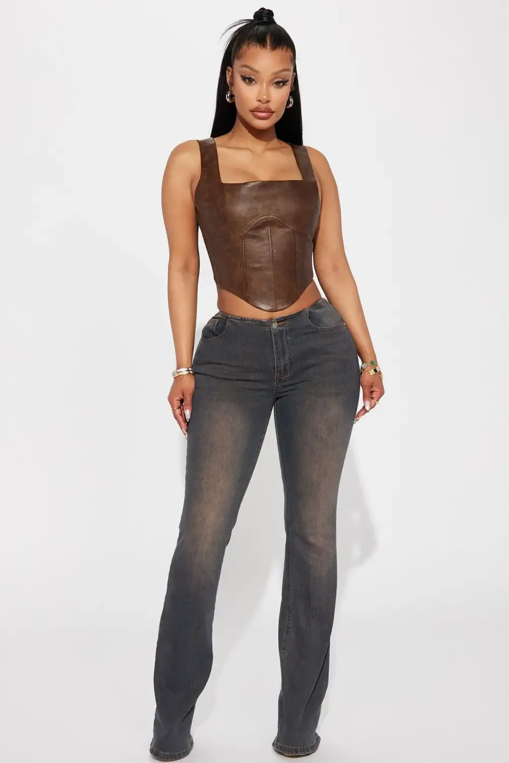 Friends Forever Tinted Stretch Flare Jeans - Dark Wash