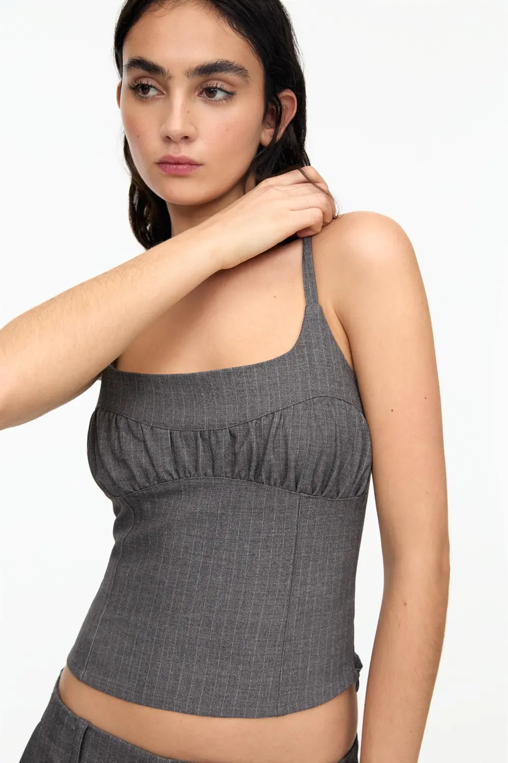 Strappy pinstripe top