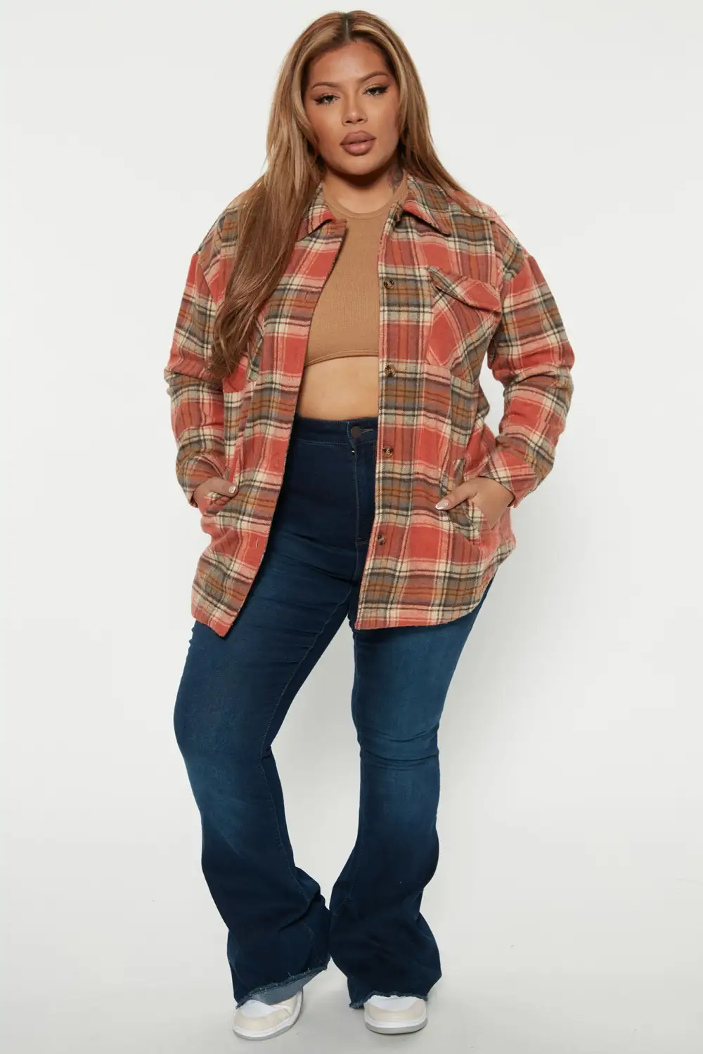 The Way It Is Plaid Shacket - Rust