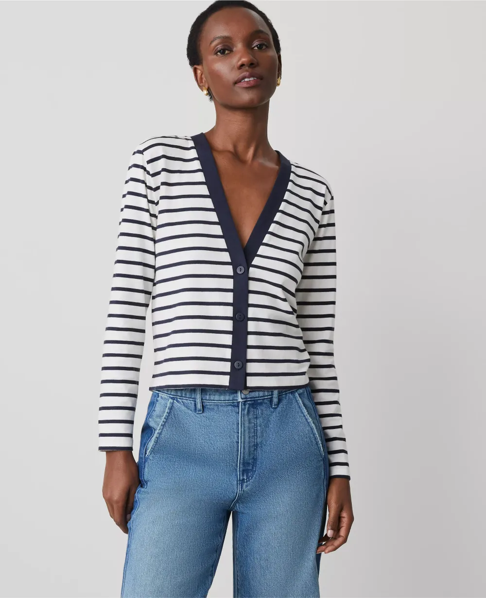 Striped V-Neck Cardigan