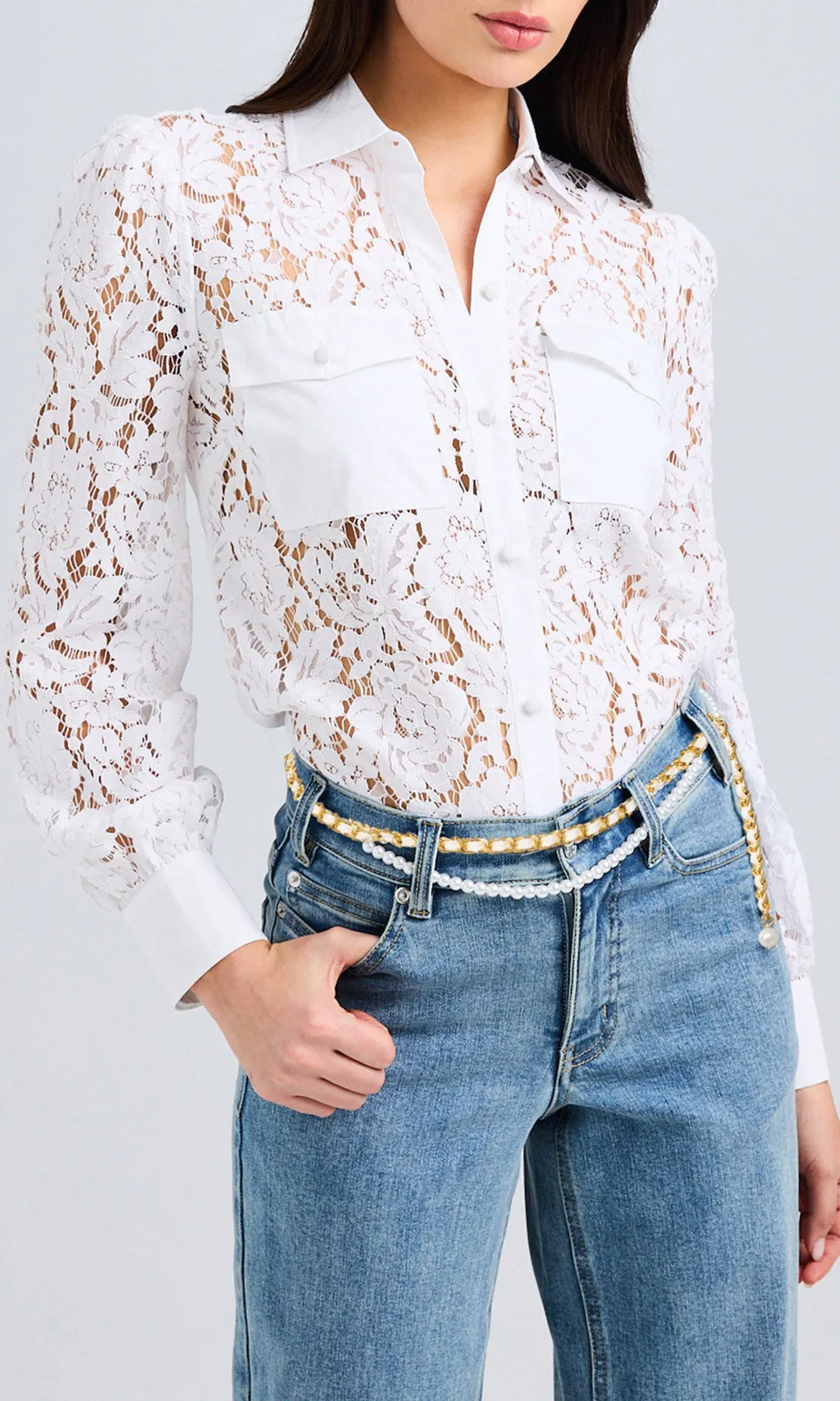 Anisa Lace Poplin Combo Shirt