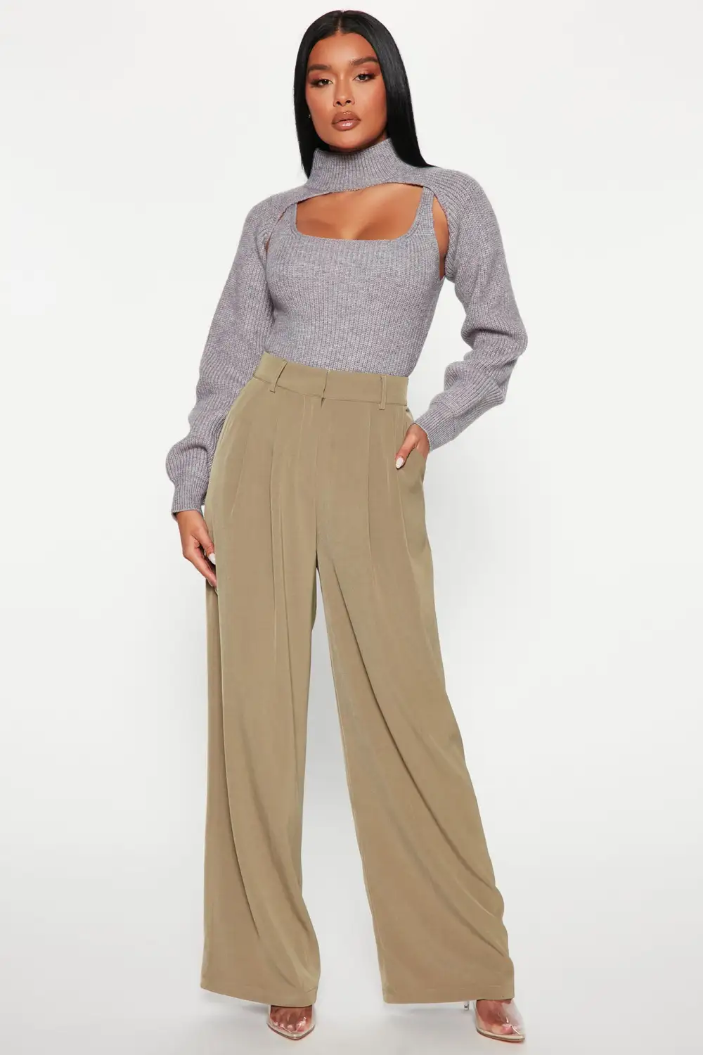Dynamic Duo Sweater Set - Heather Grey