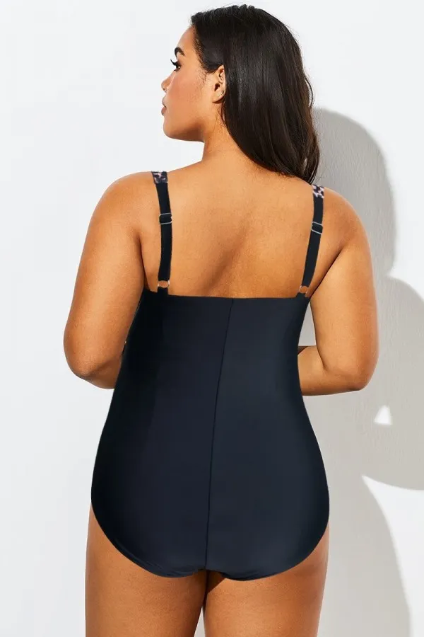 Leopard Print Twist Front Push Up One Piece Swimsuit