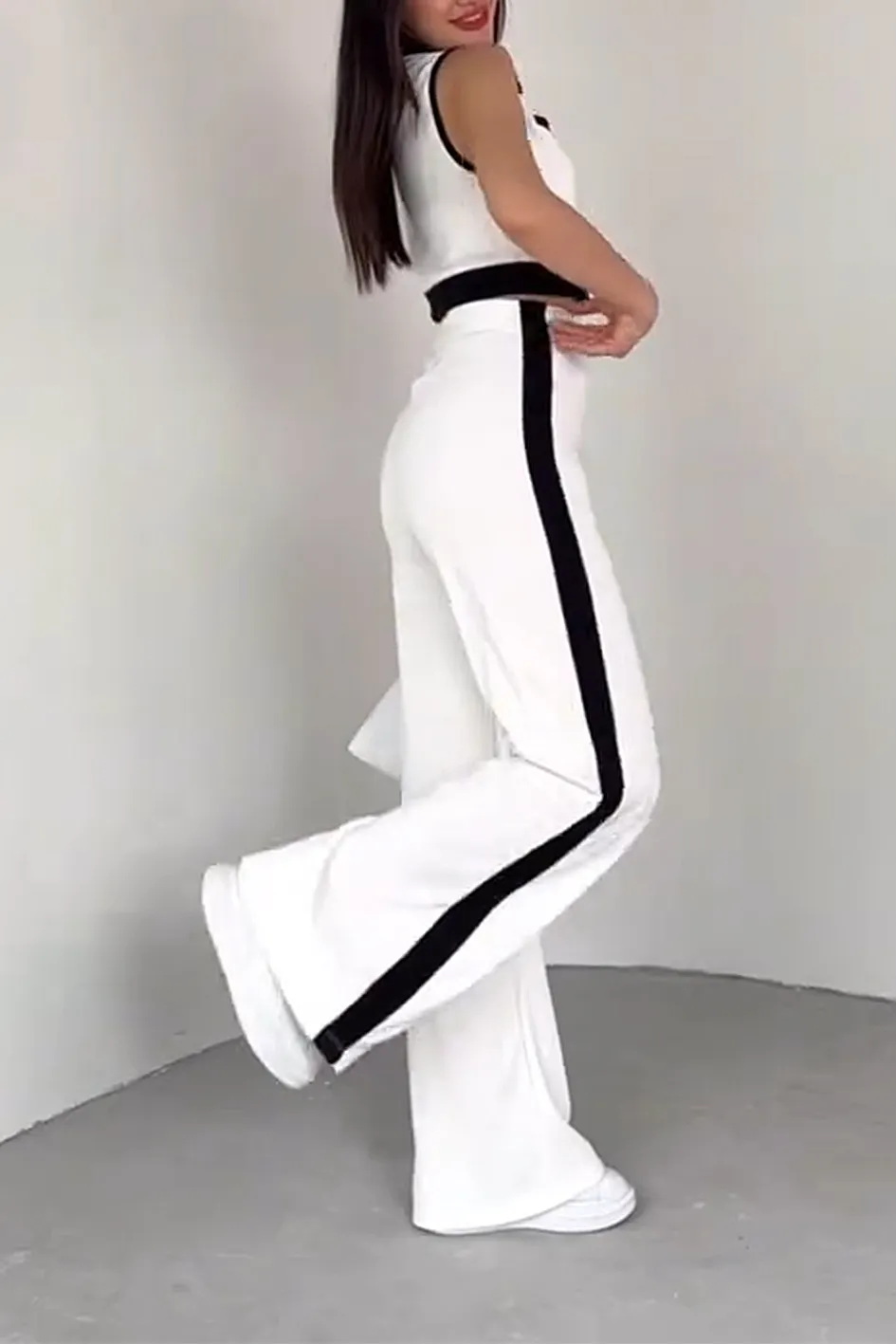 Women'S Contrasting Vest And Pants 2-Piece Set