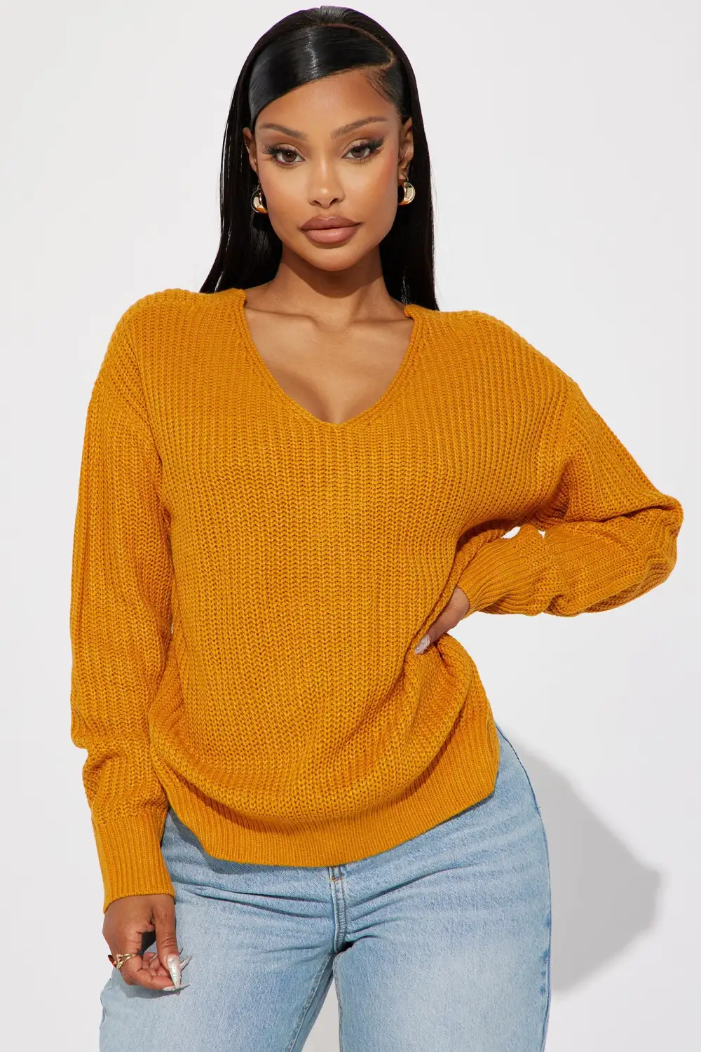Falls Favorite Girl Sweater II - Mustard