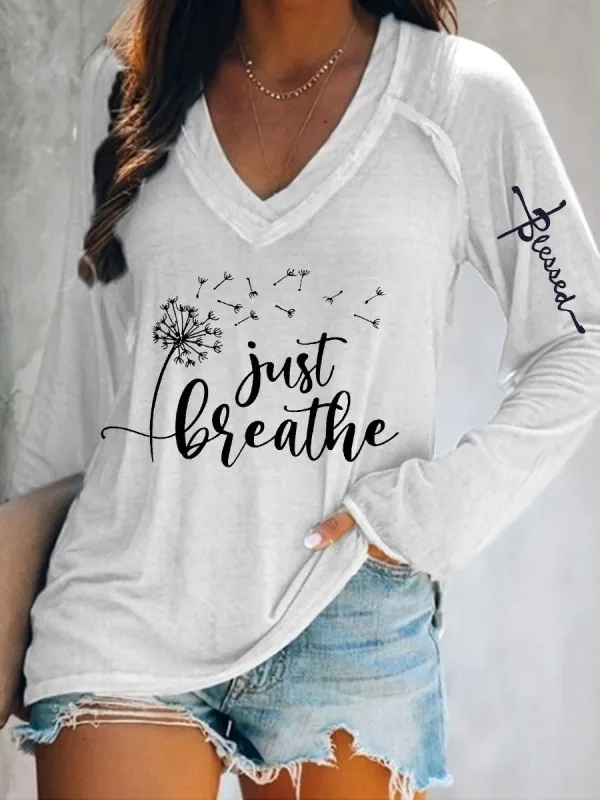 Just Breathe Printed Women's T-shirt