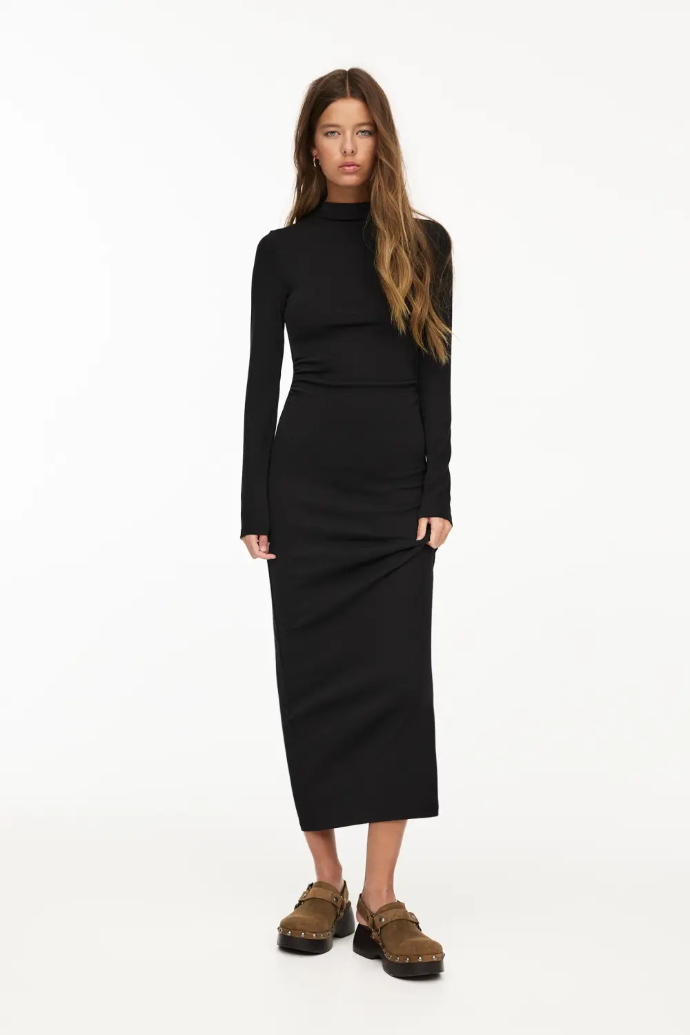 Vestido midi manga larga