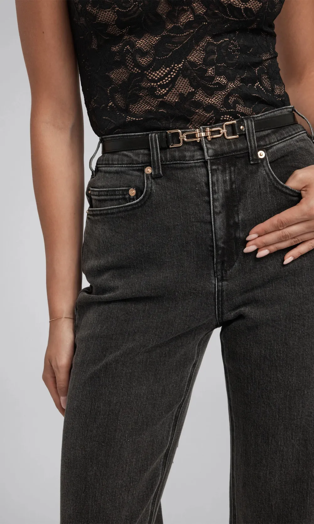 Emmett Denim Pants With Vegan Leather Belt