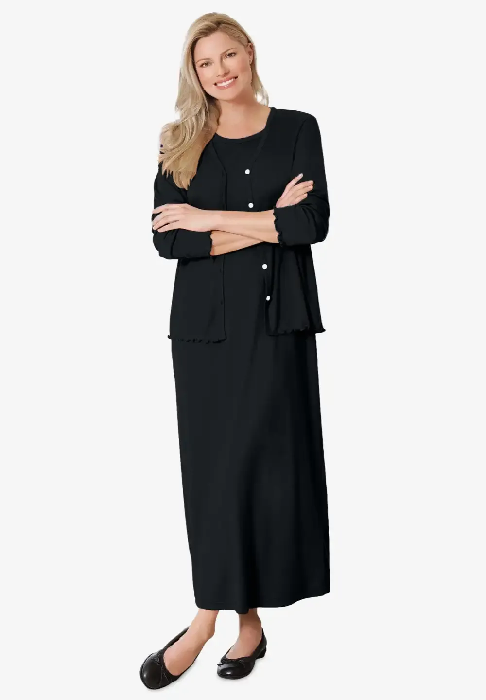 Lettuce Trim Knit Jacket Dress