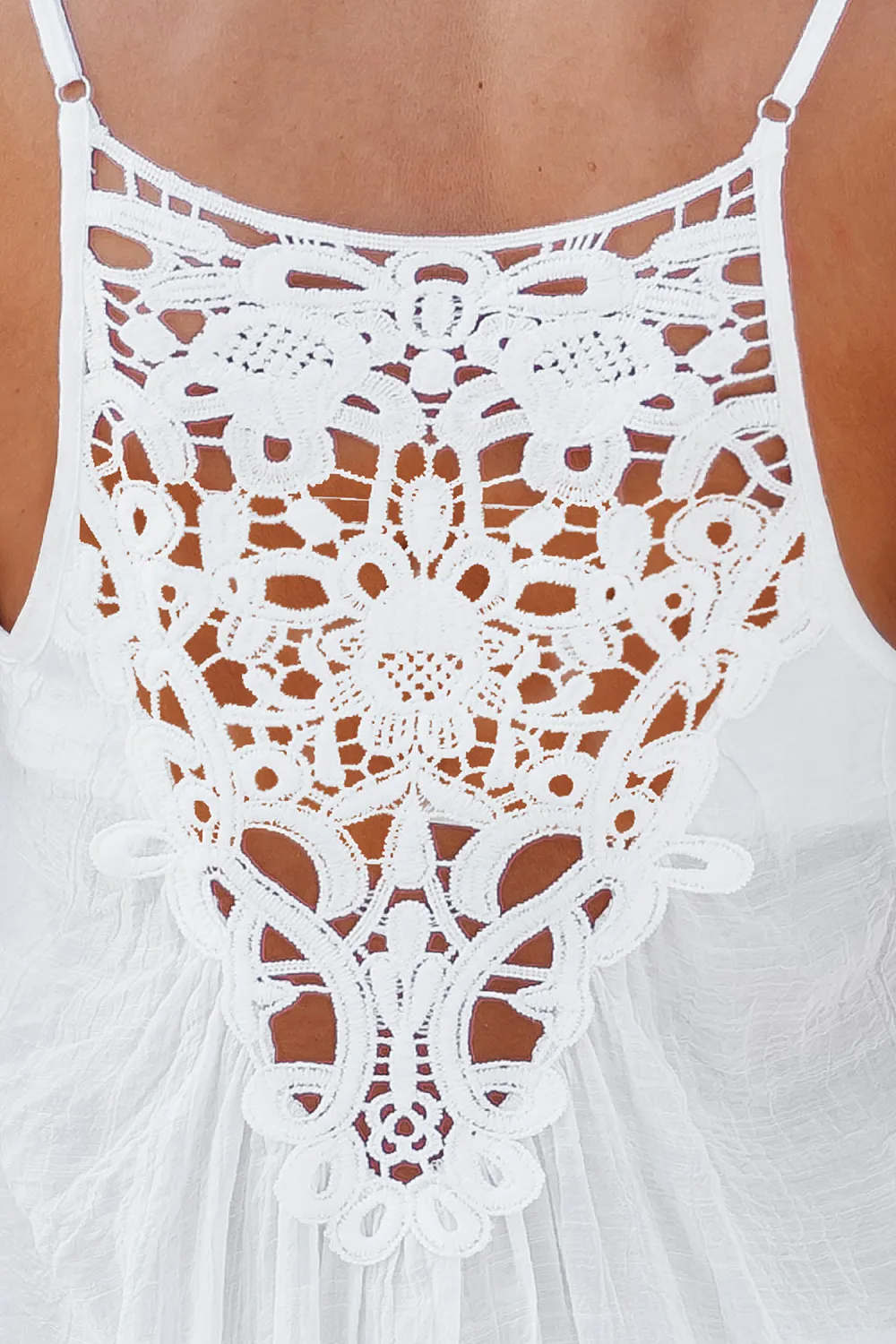 Classic White Sheer Back Cover-Up Mini Dress