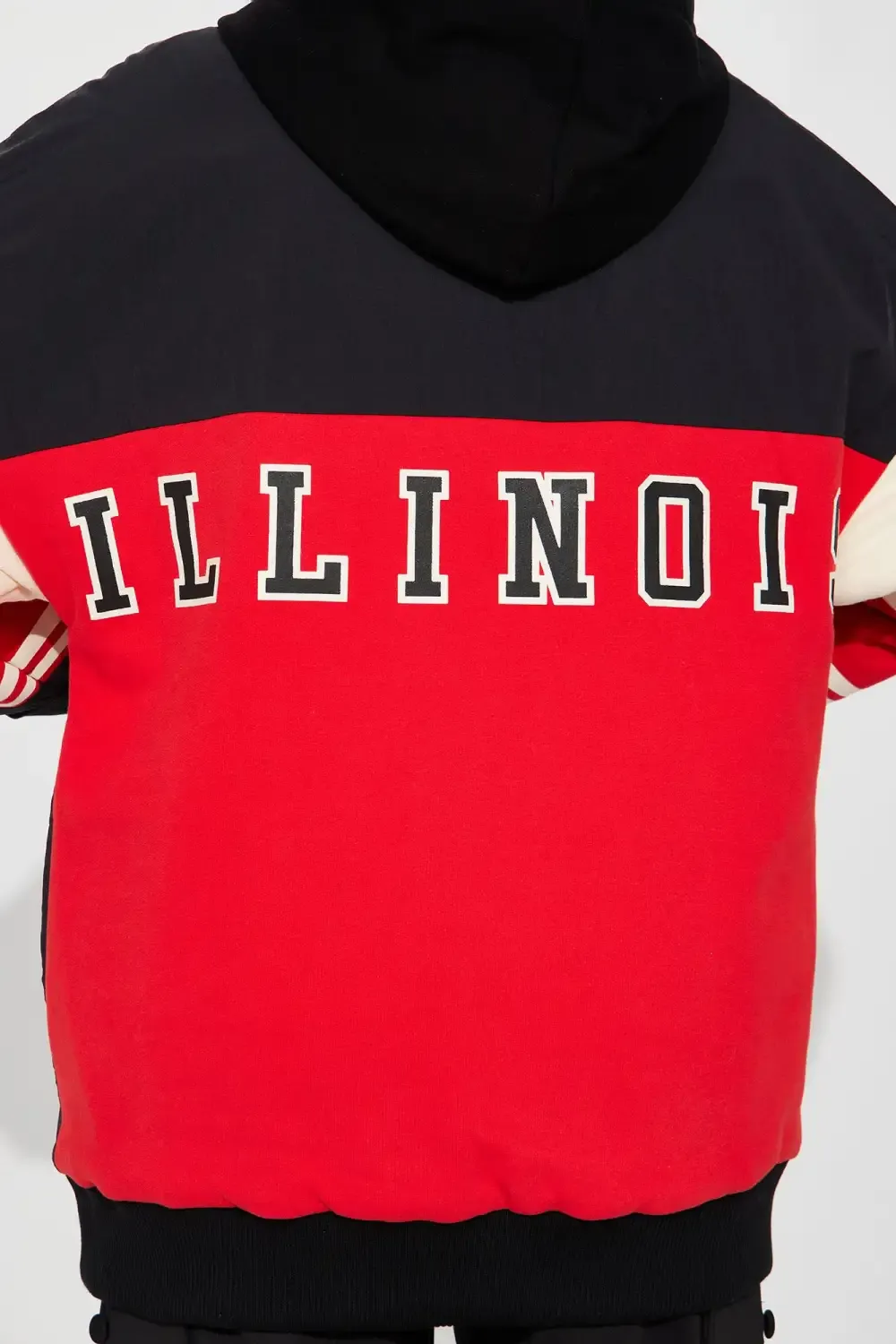 Chi Town Hooded Bomber Jacket - Red/combo