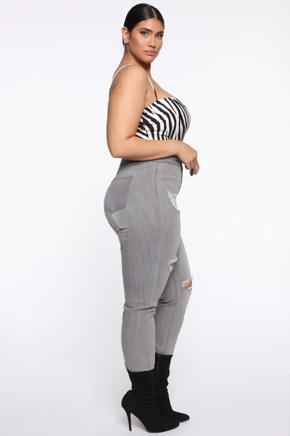 In The Night High Rise Skinny Jeans - Grey