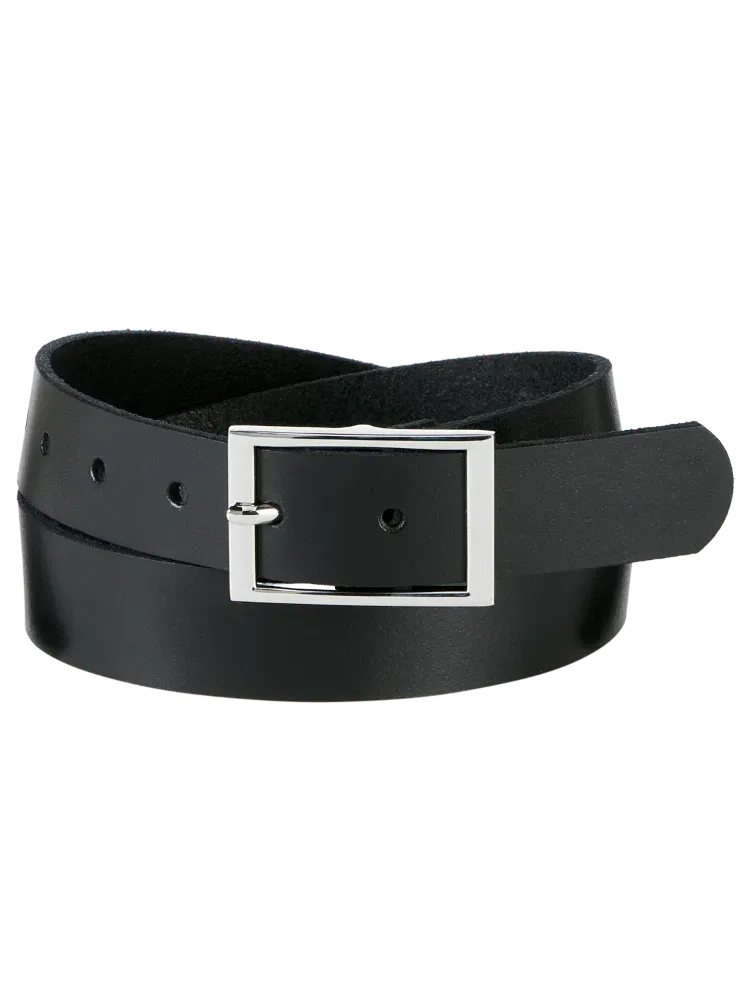 Women's Leather Belt With Rectangle Belt Buckle