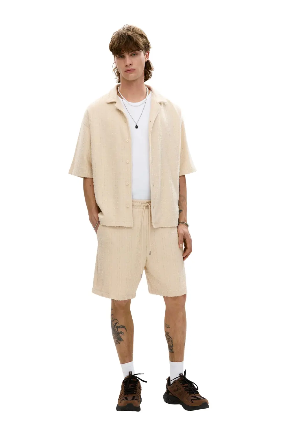 Waffle-knit Bermuda sweatpant shorts