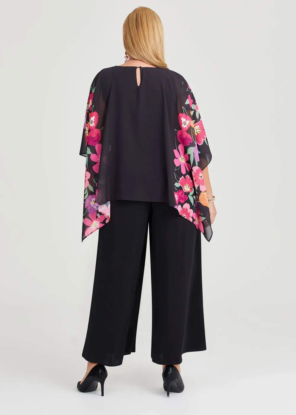 Floral Border Chiffon Top