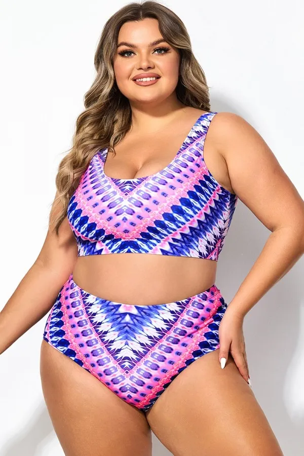 Plus Size Flattering Vibrant Stripe Bikini Top