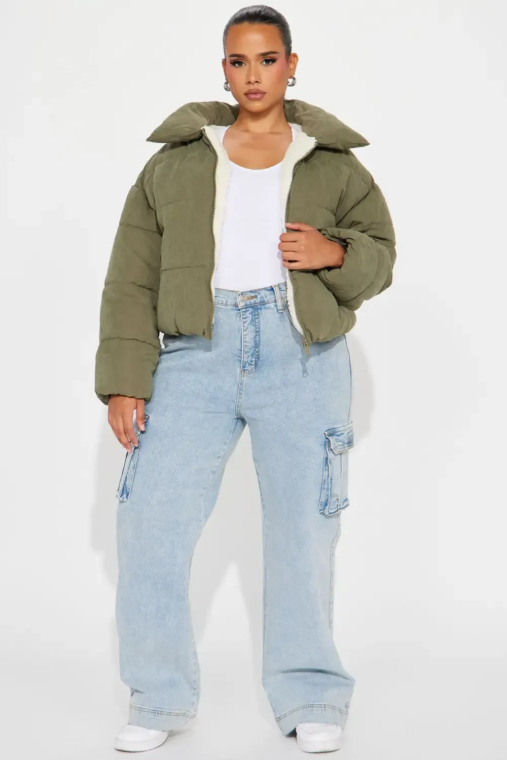 Too Hot To Handle Puffer Jacket - Olive