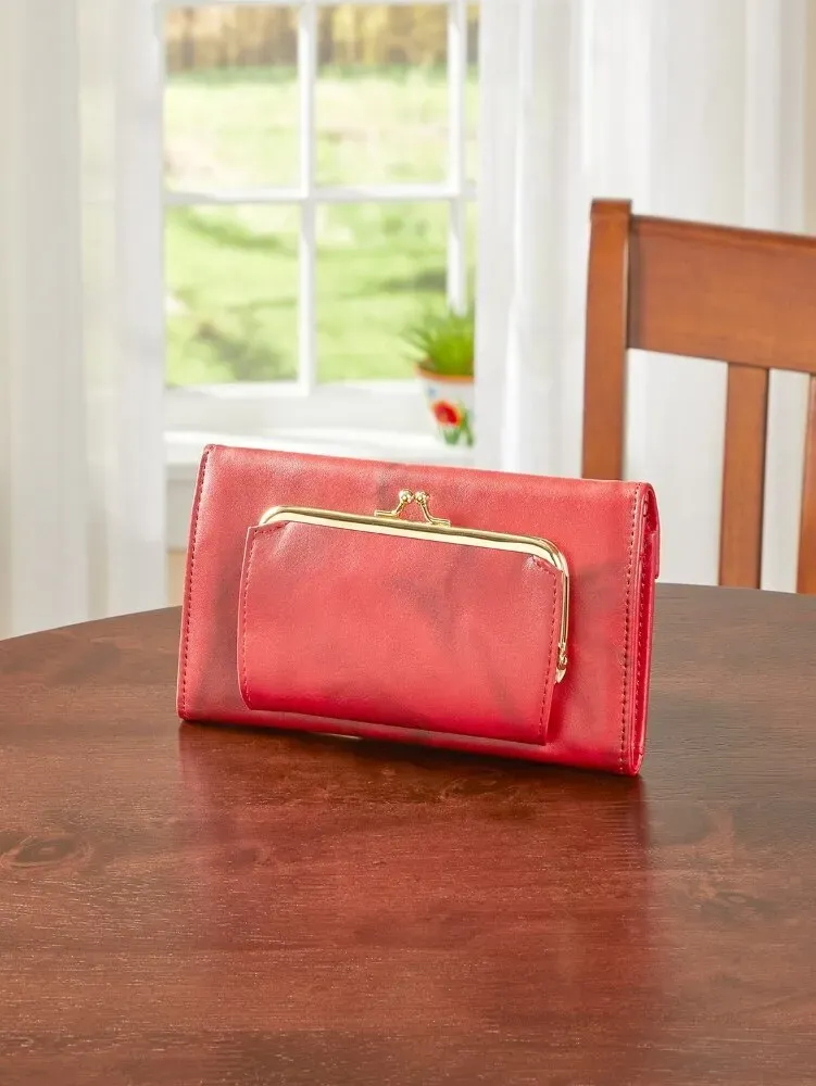 Women's Leather RFID-Blocking Organizer Clutch