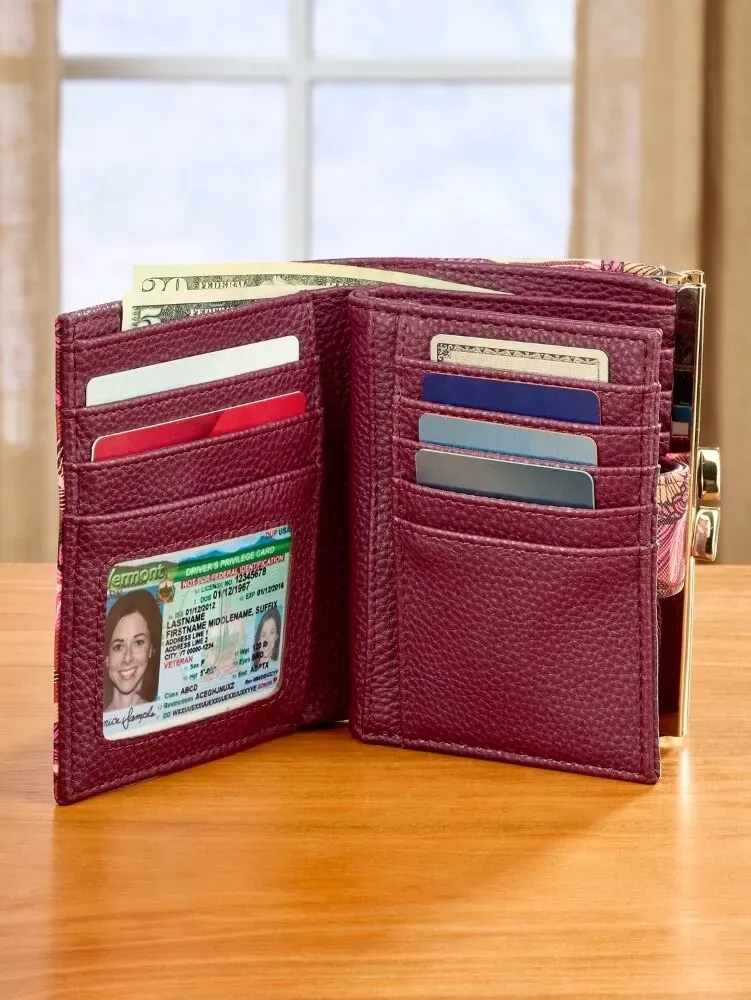 Bold Floral RFID-Blocking Bi-Fold Wallet