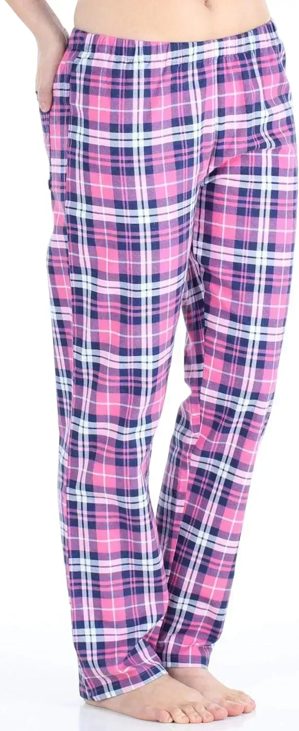 Women's Cotton Flannel Long Sleeve Button-Down Pajamas PJ Set