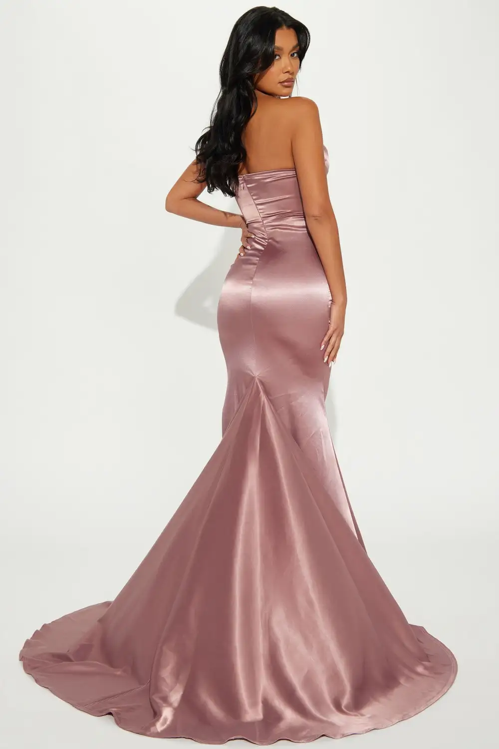 Naomi Satin Maxi Gown - Mocha