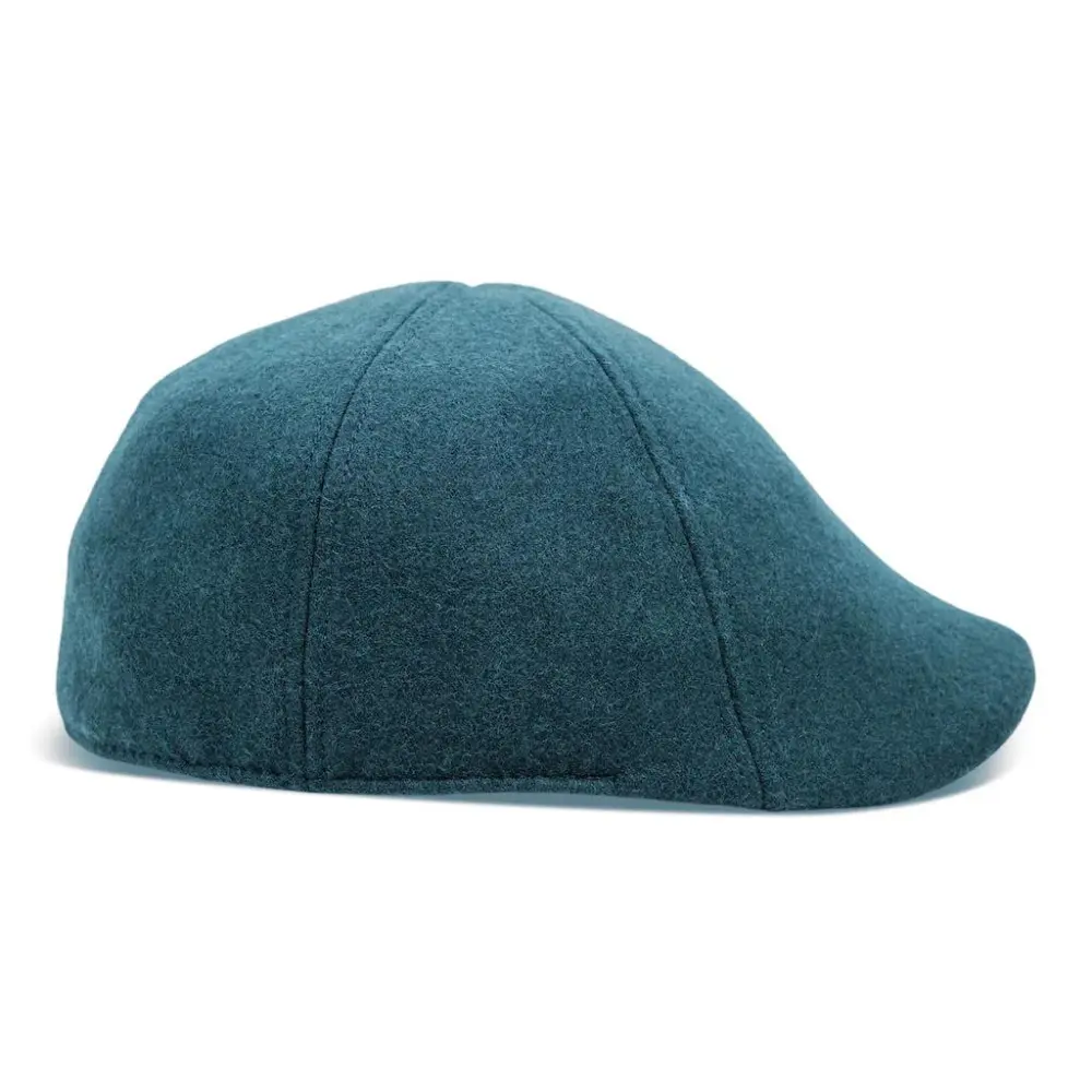 The Kenmore Boston Scally Cap - Slate Blue and Black Leather Brim