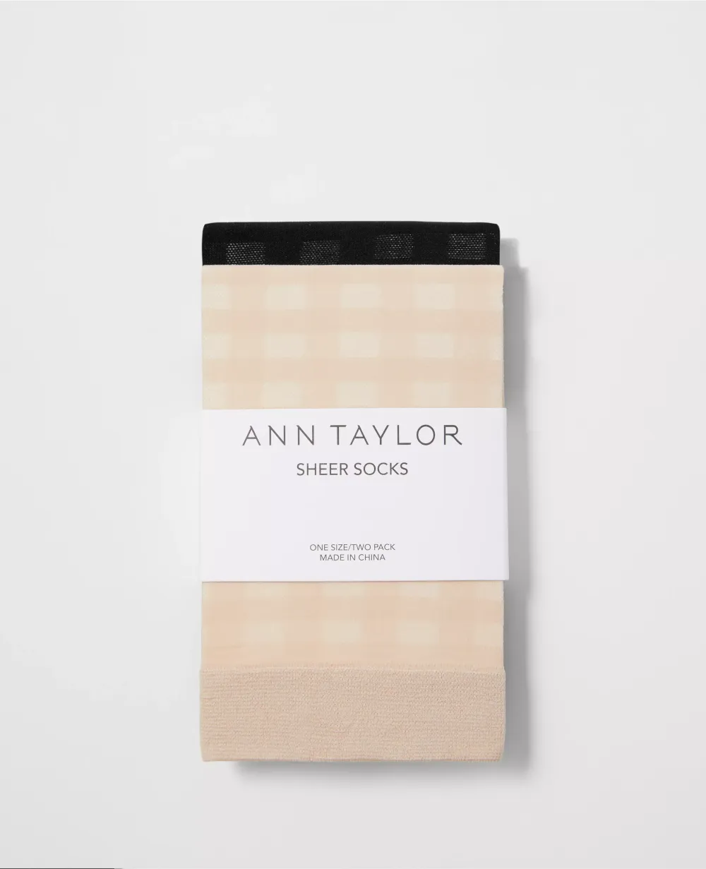 Checked Sheer Crew Sock Set