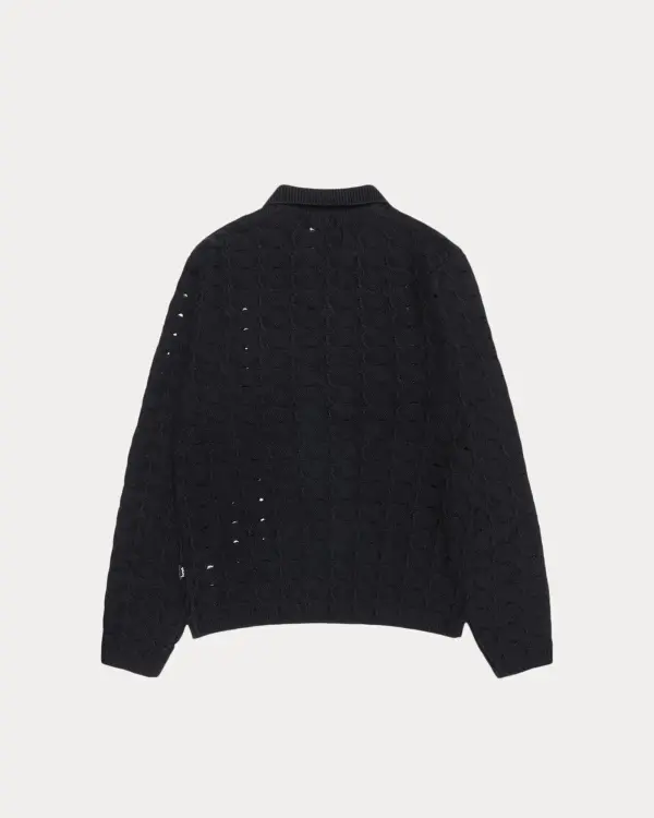 OPEN KNIT COLLARED SWEATER