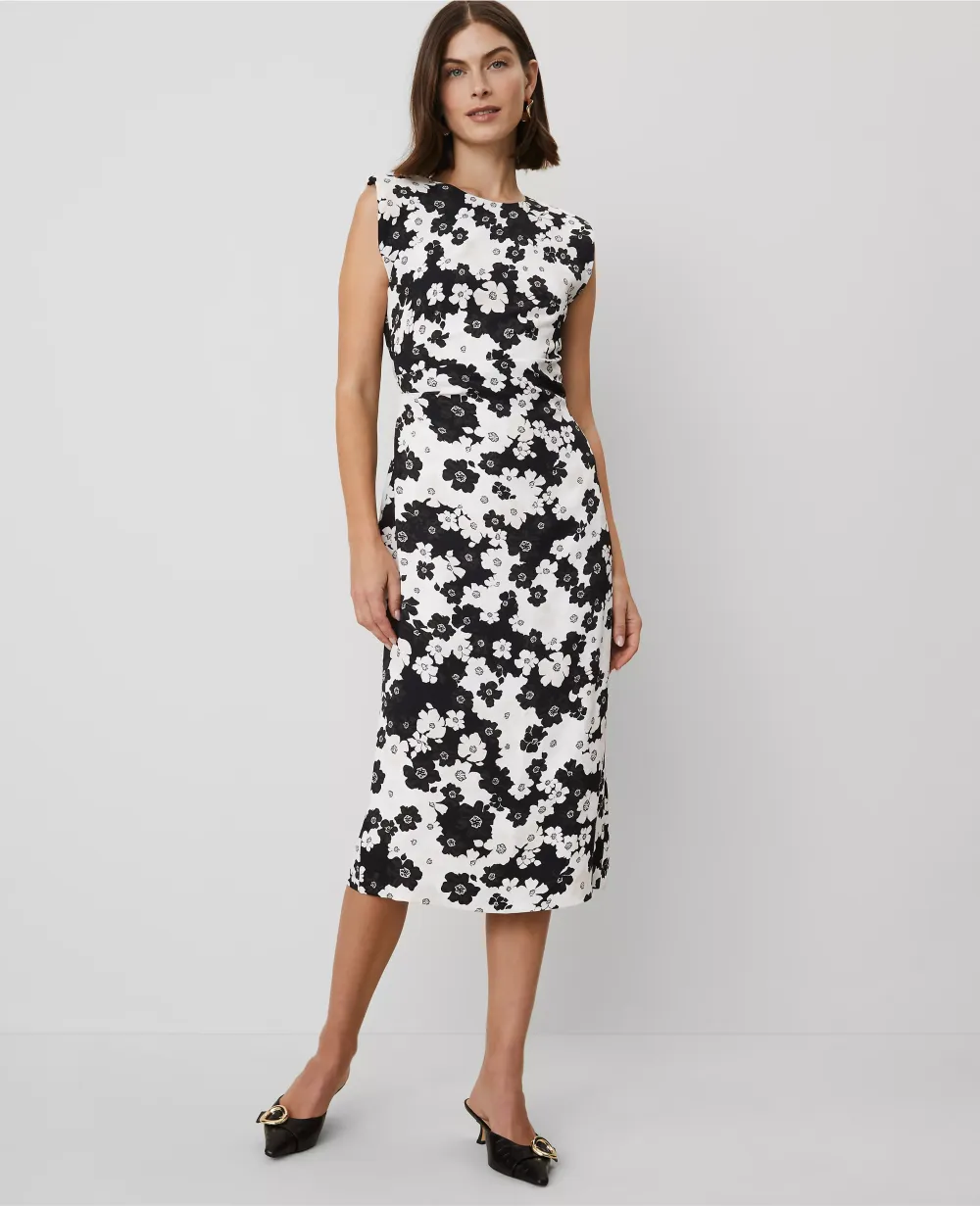Floral Cap Sleeve Sheath Dress