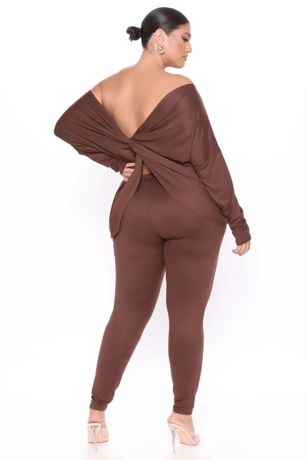 Don't Get This Twisted Pant Set - Brown