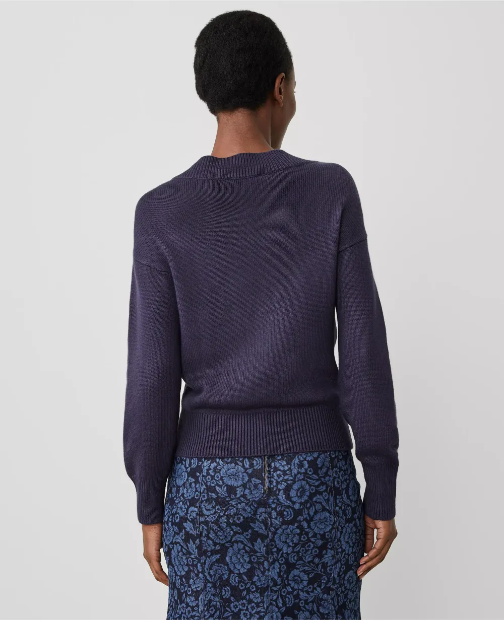Button Envelope Neck Sweater