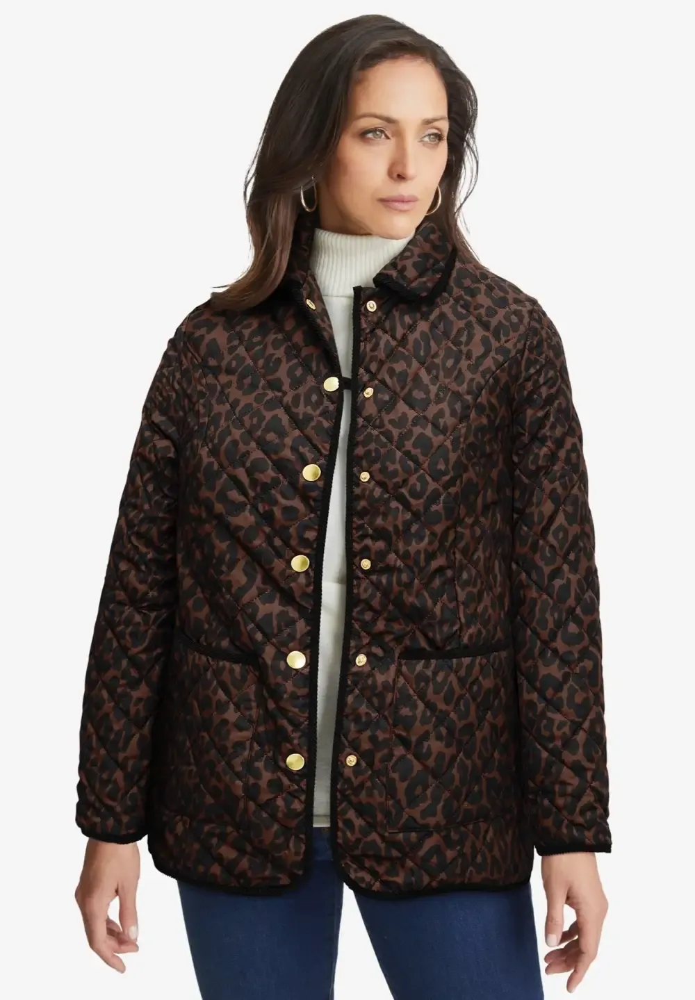Snap-Front Quilted Coat