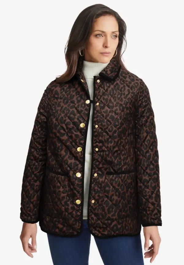 Snap-Front Quilted Coat