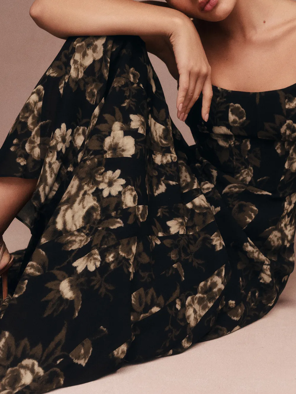 Floral Print Square Neck Midi Dress
