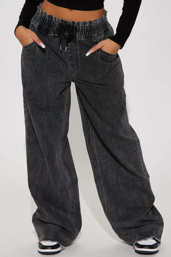 Nelly Non Stretch Easy Waist Jeans - Black Wash