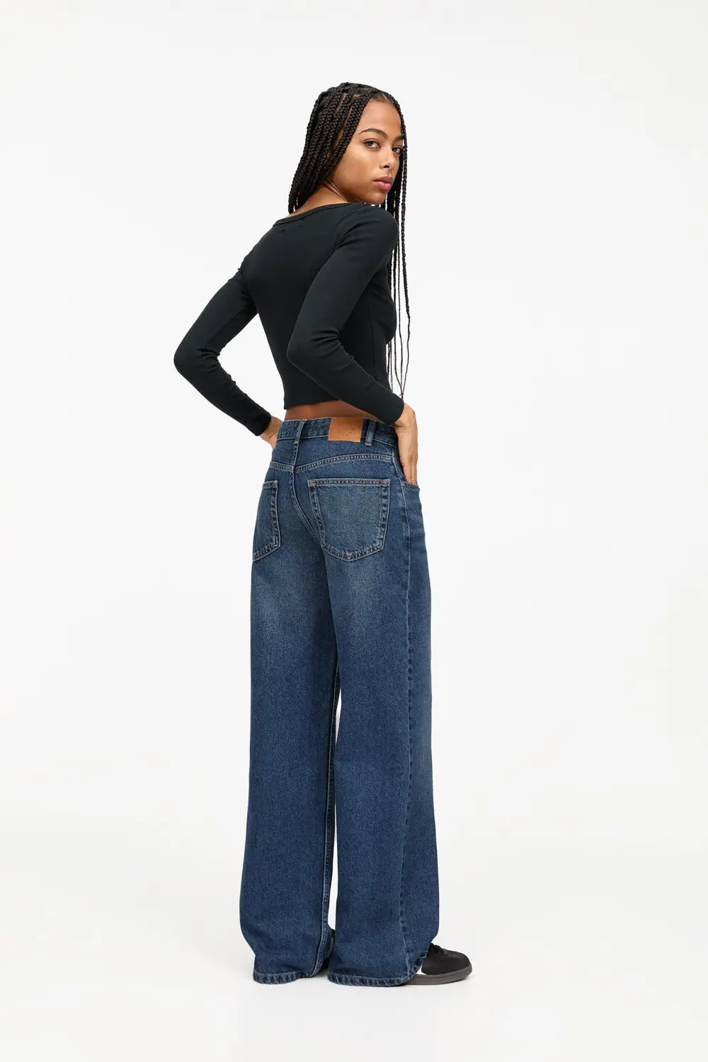 Jeans wide leg tiro alto