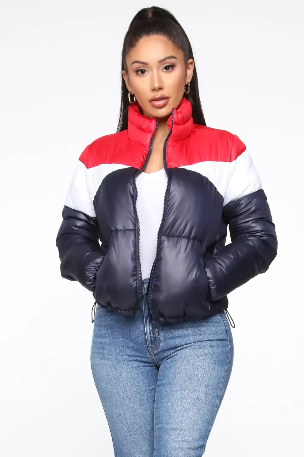 Rain Won't Stop Me Puffer Jacket - Navy/combo