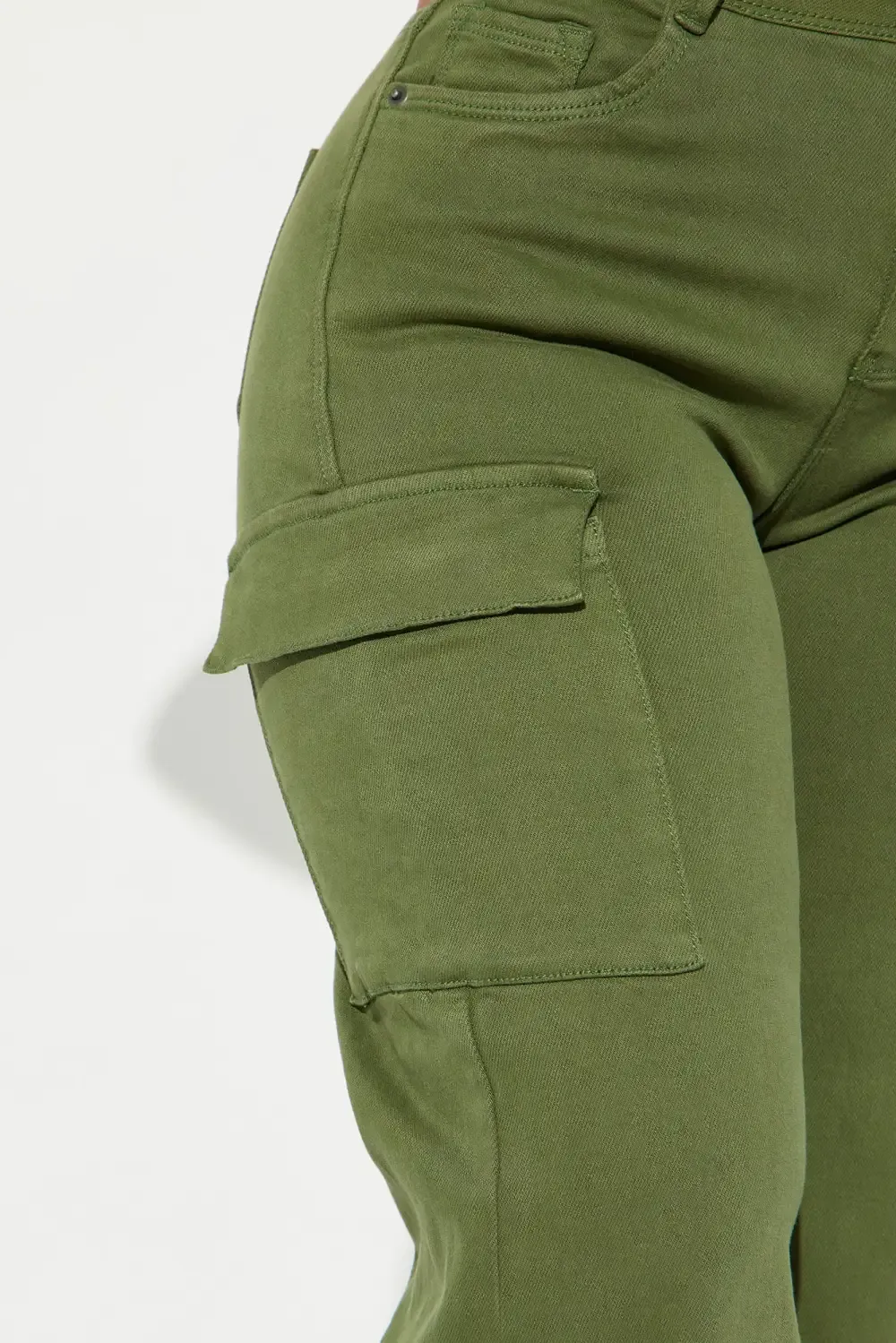 True That 90s Stretch Color Cargo Jeans - Olive