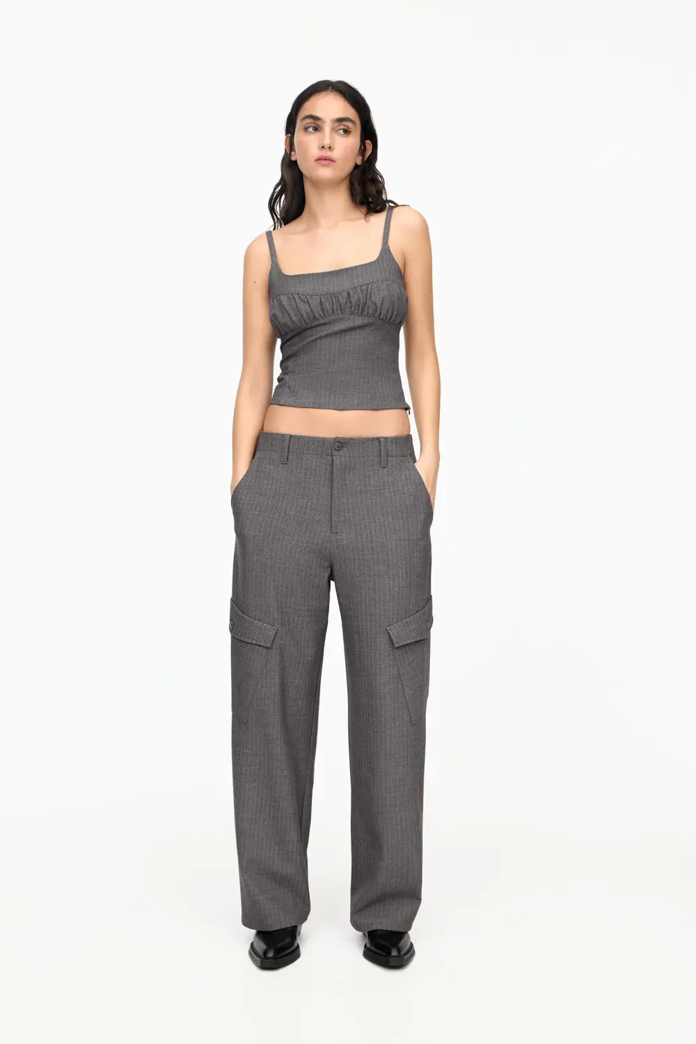 Strappy pinstripe top