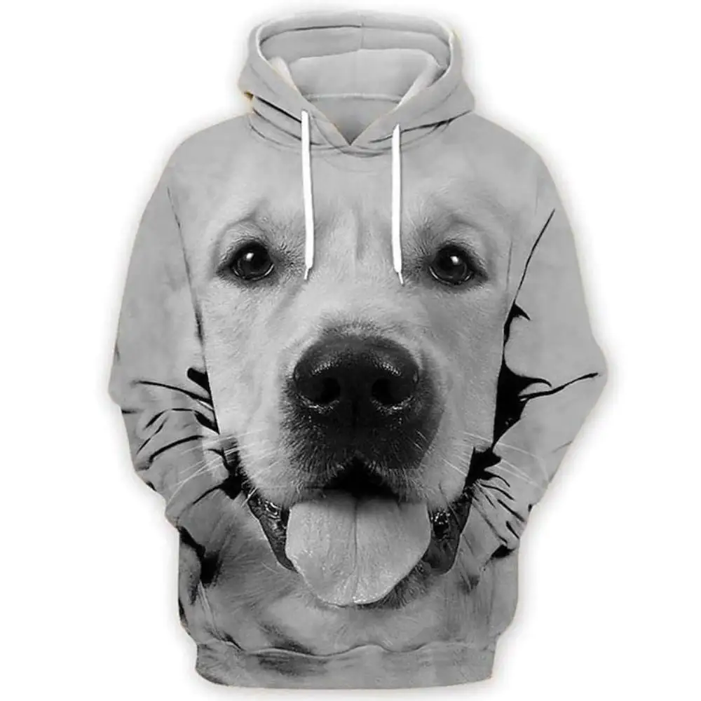 3D graphic printed Dog pattern Hoodies
