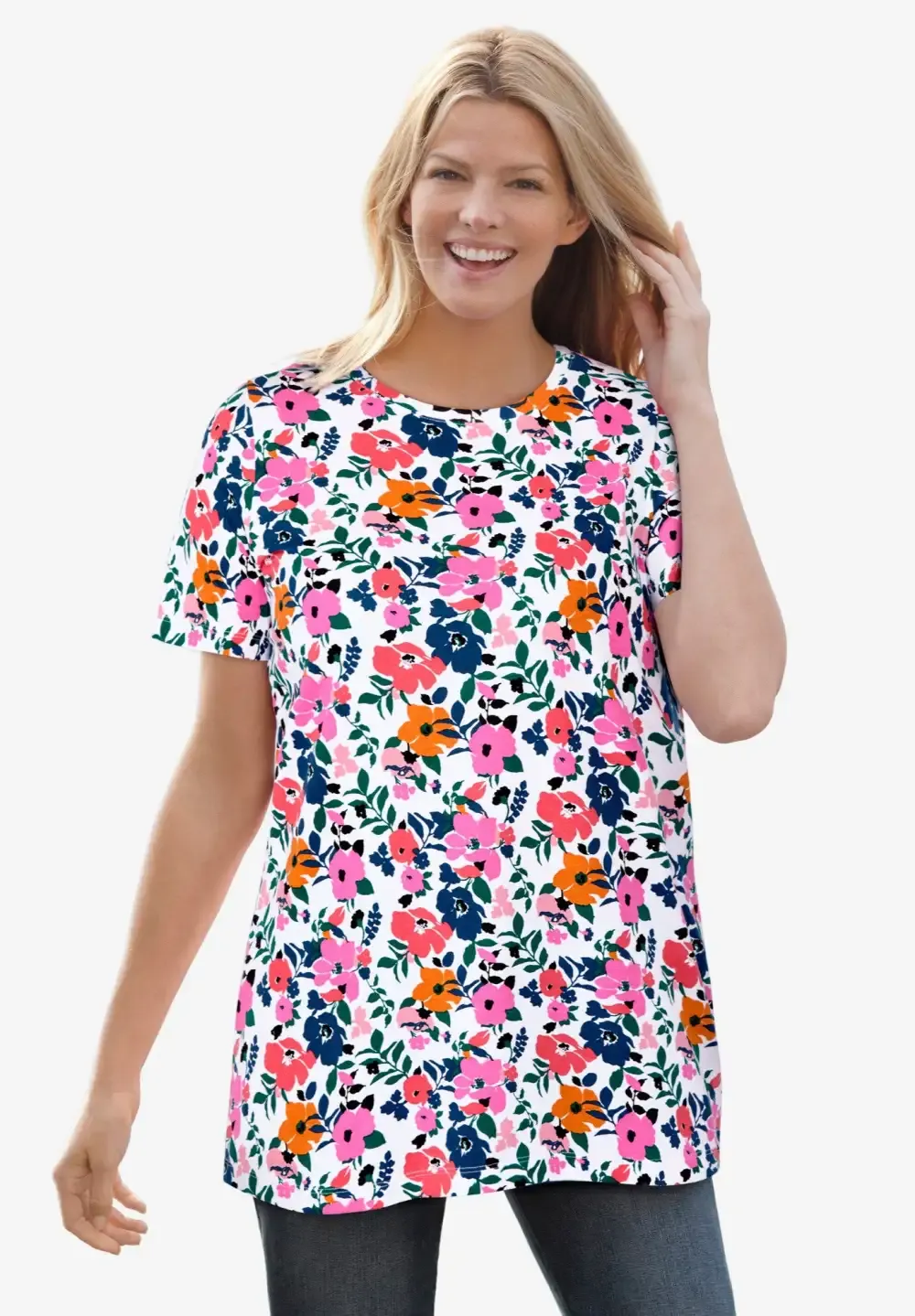 Perfect Printed Short-Sleeve Crewneck Tee