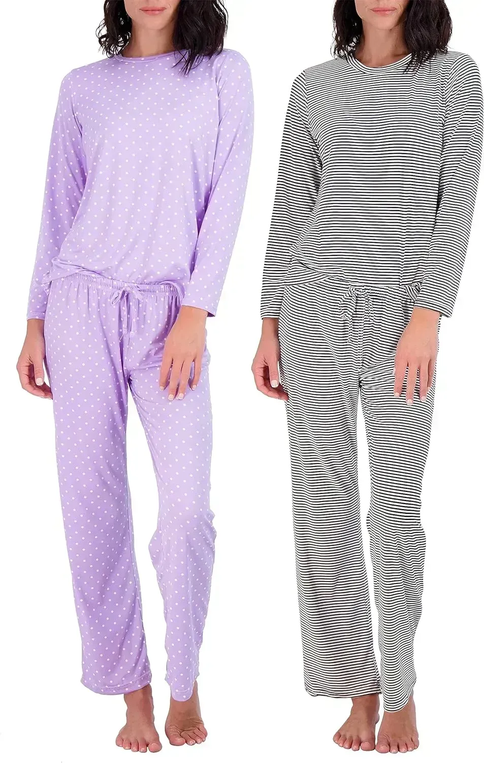 2 Pack: Women’s Pajama Set Super-Soft Short & Long Sleeve Top With Pants (Available In Plus Size)