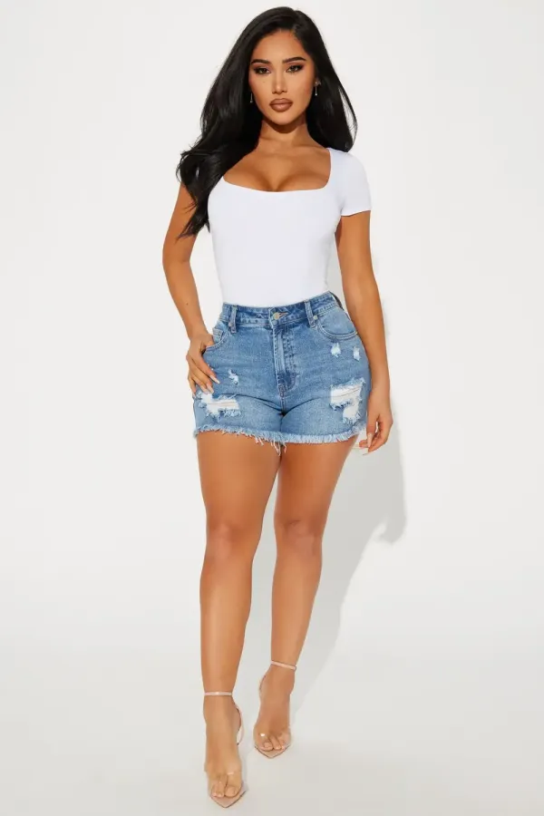 Last Hurrah Denim Shorts - Medium Wash