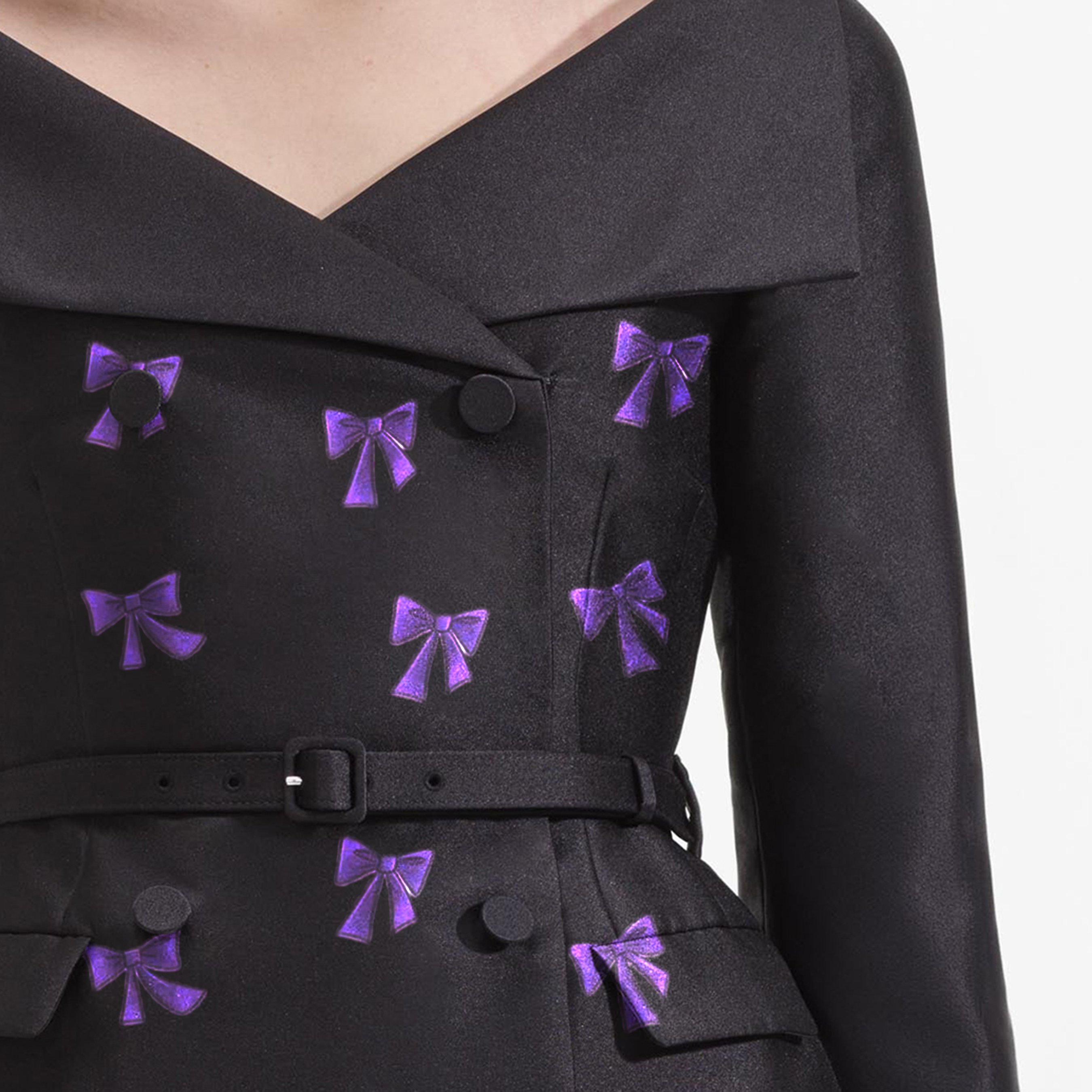 Bow Embroidered Peplum Jacket